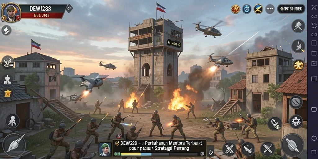 Tampilan menegangkan dari gameplay DEWI288 saat mempertahankan menara.