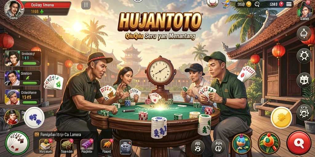 Tangkapan layar gameplay seru HUJANTOTO saat bermain QiuQiu.