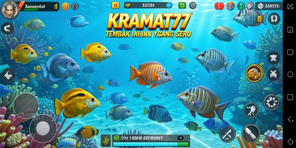 Tampilan gameplay KRAMAT77 dengan aksi tembak ikan yang seru.