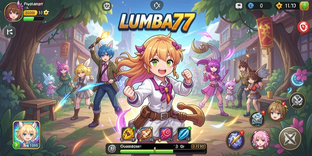 Tampilan gameplay seru dalam dunia anime yang penuh warna.