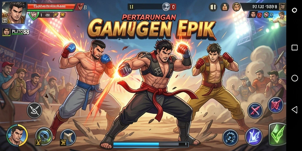 Screenshot utama menunjukkan pertarungan seru di PLUTO88.