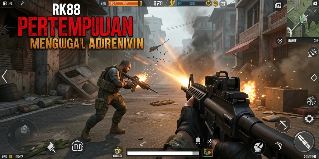 Gameplay RK88 yang mendebarkan dengan pertarungan FPS yang intens.