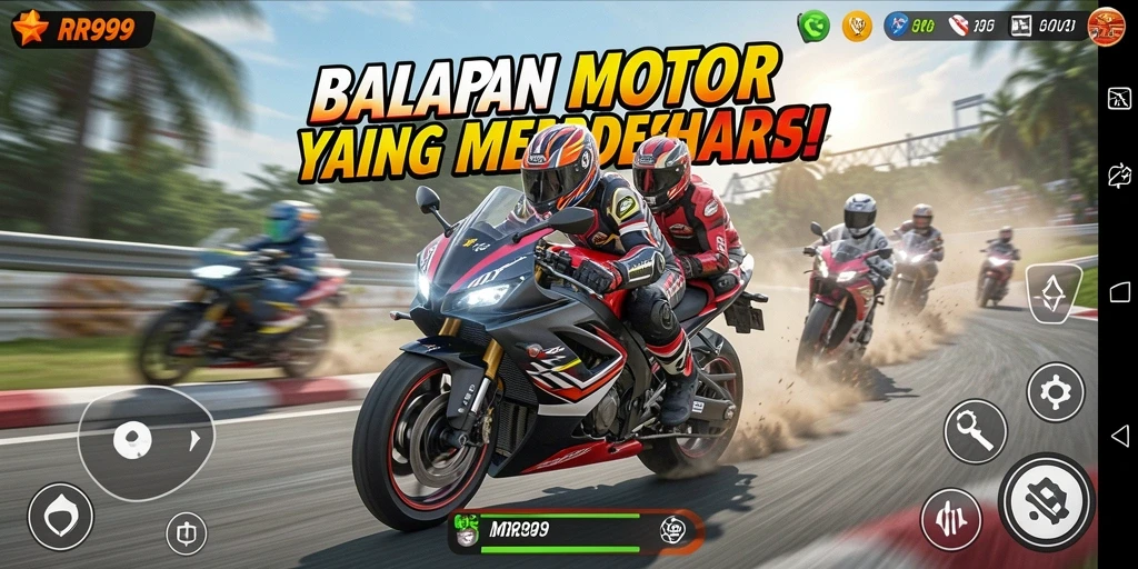 Tampilan gameplay seru dari balapan motor di RR999.