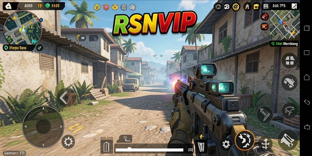 Screenshot utama RSNVIP menampilkan aksi seru dalam permainan TPS.