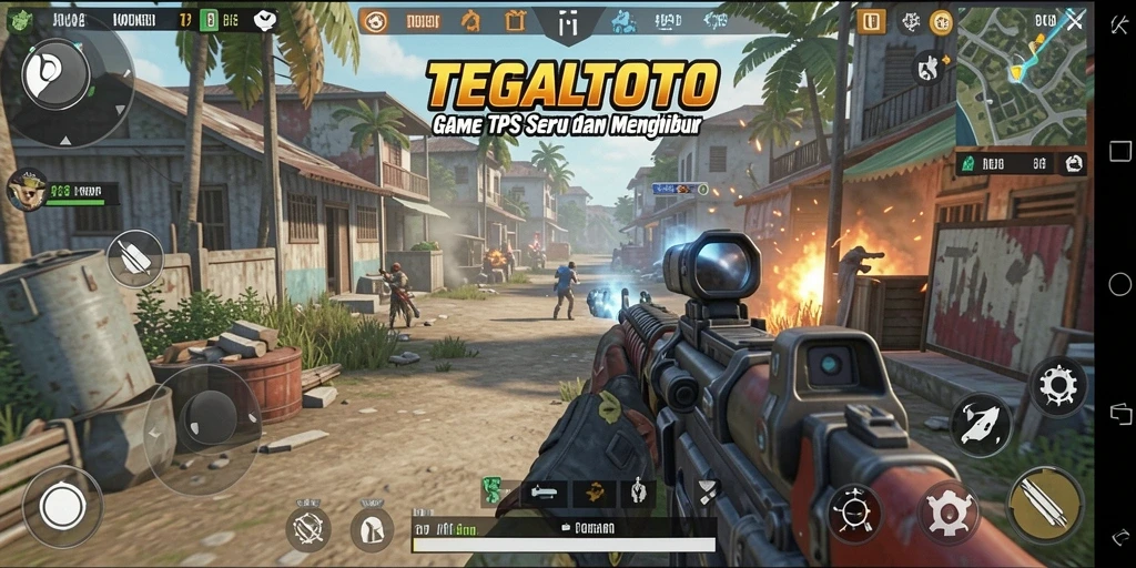 Screenshot TEGALTOTO menampilkan aksi seru pertempuran dalam TPS.